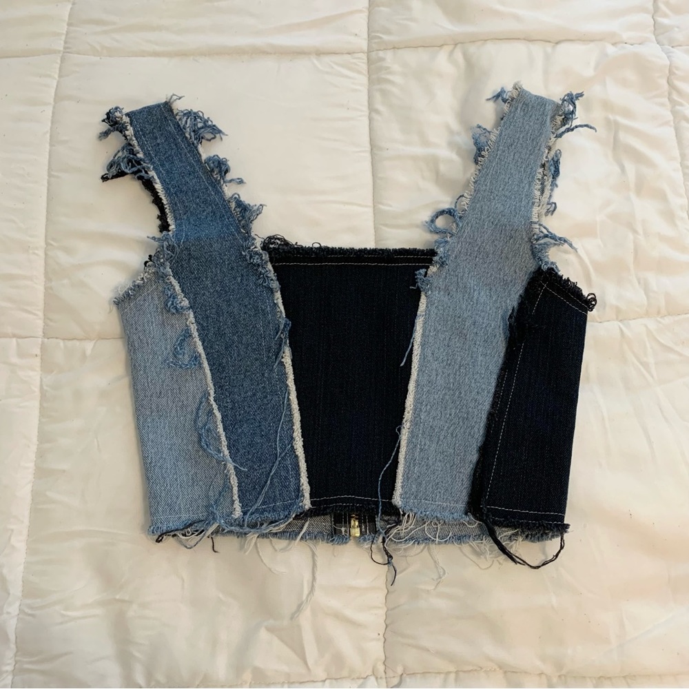 Denim crop tank top
